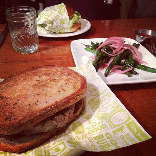 patty  melt and blistered green beans