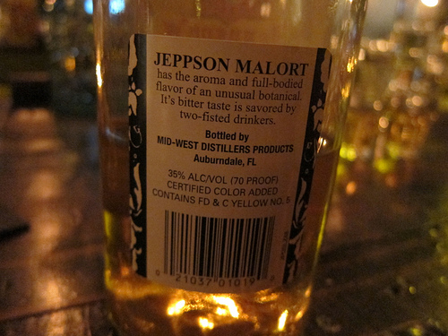 back label of the Malort