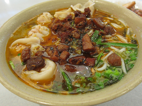 spicy wonton and braised pork noodles