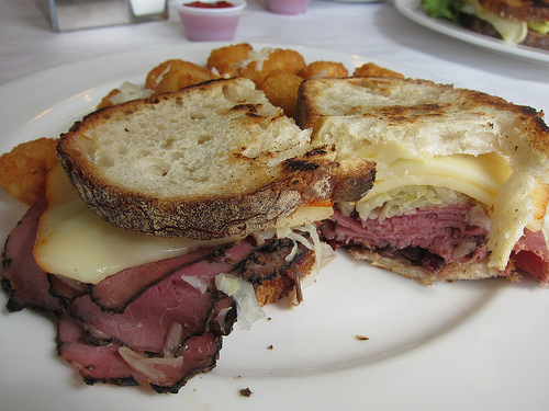Reuben with tater tots