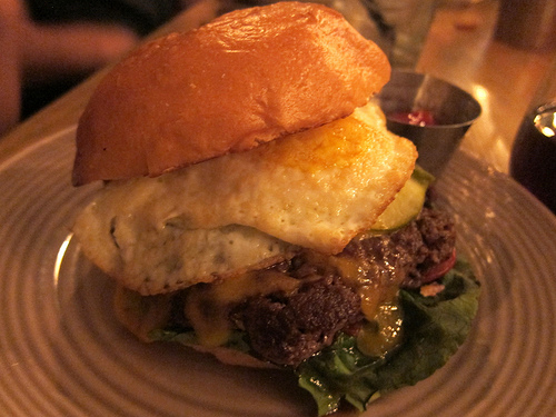 burger with fried egg