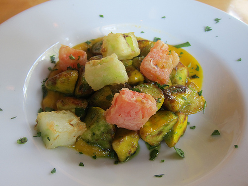 fried green tomatoes and squash salad