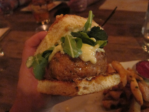 close up on pork burger