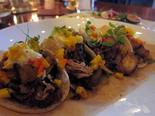 pork belly and octopus tacos