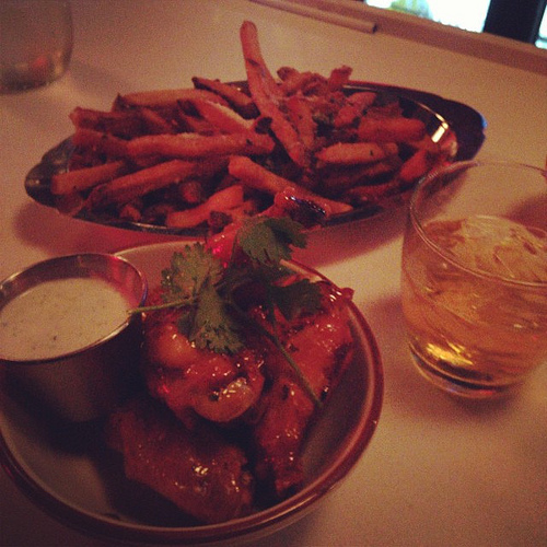 duck fat fries and wings at Punch Bowl