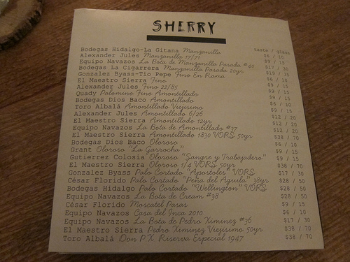 sherry list at TBD