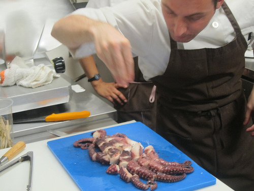 seasoning the octopus