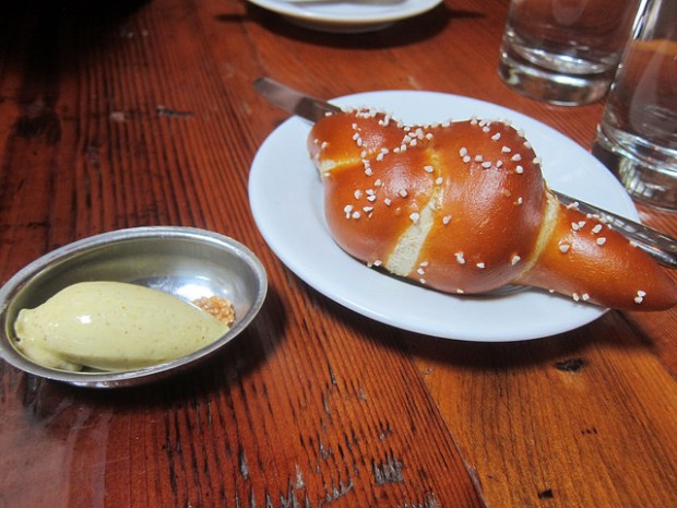 complimentary pretzel bread