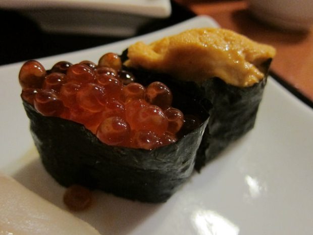 close up on sushi
