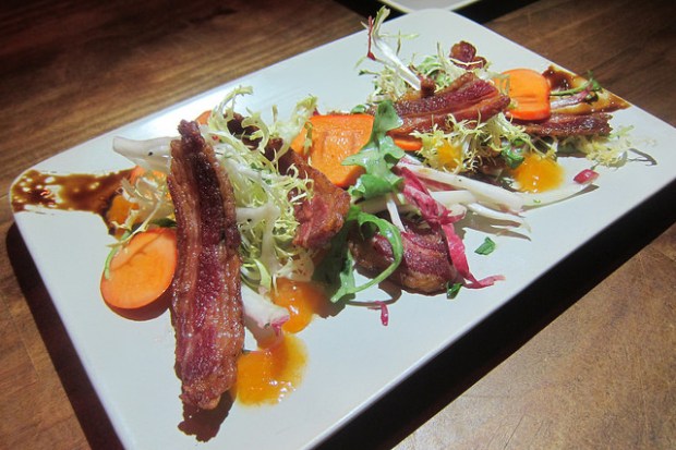 lamb bacon and persimmon salad