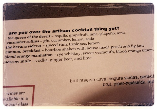 Next Door By Josie - cocktail list