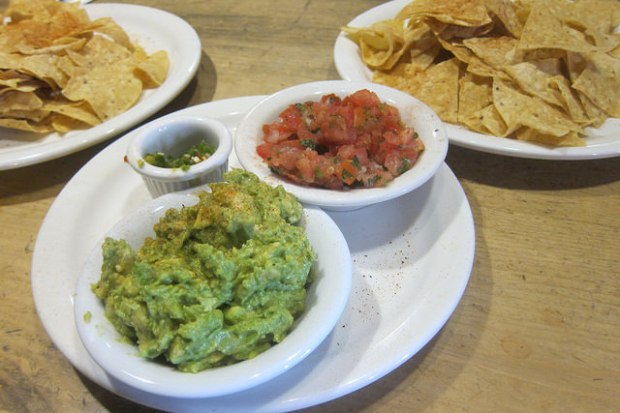 guacamole, salsa, chips
