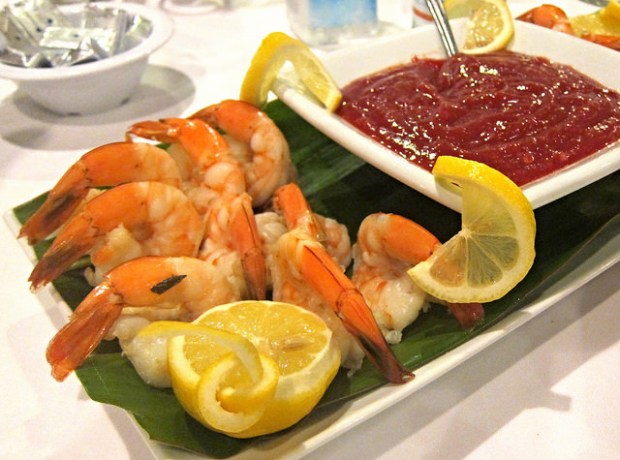 shrimp cocktail with sauce made with Stella Rosa 