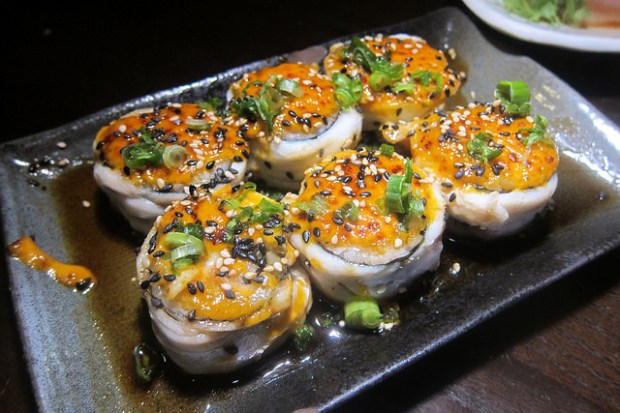 sushi roll with fish