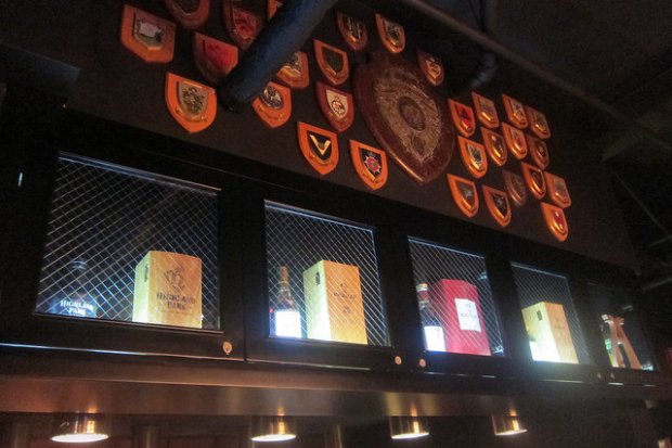 above the bar at the Blue Room