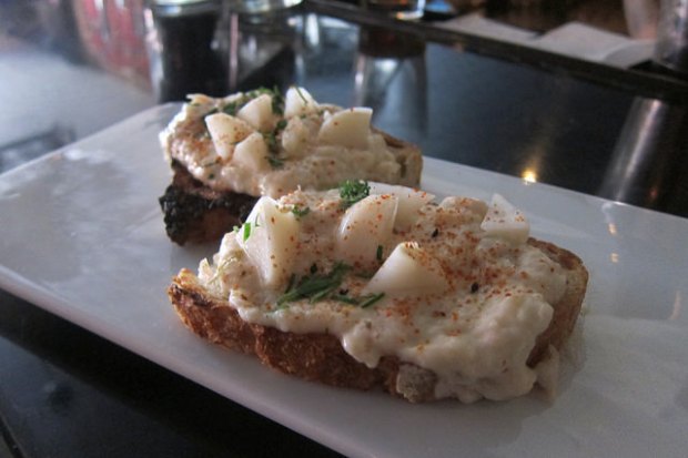 smoked yellowtail toast