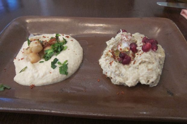 hummus and eggplant dips