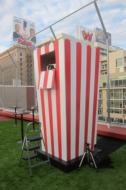 projector booth is a giant popcorn box!