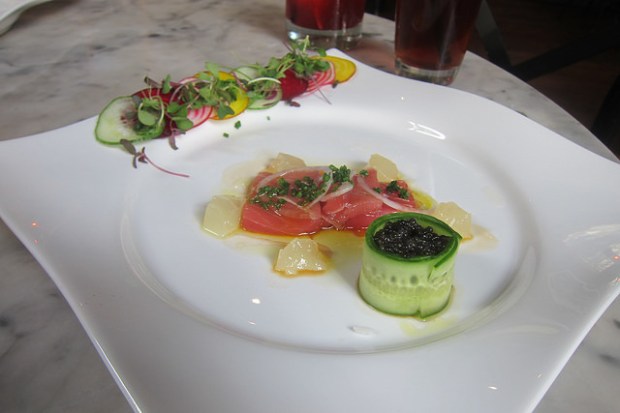 blue fin tuna with caviar