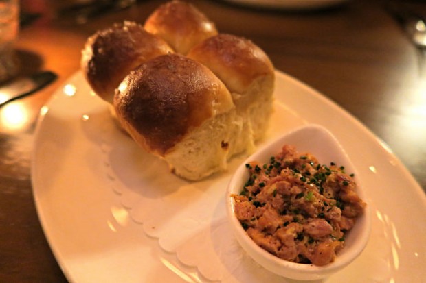 Parker house rolls with deviled ham