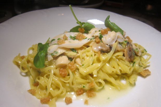 handmade linguine with geoduck and clams
