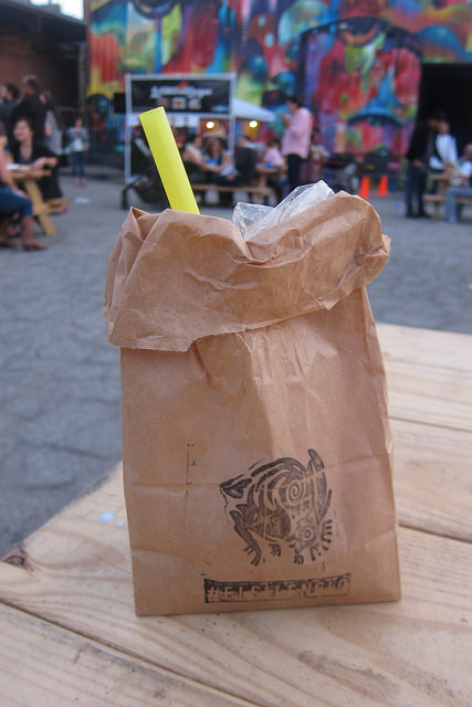 El Silencio Mezcal and agua fresca drink from Aaron