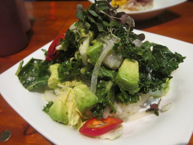 snapper and kale poke