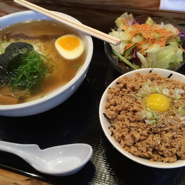 ramen and soboro rice