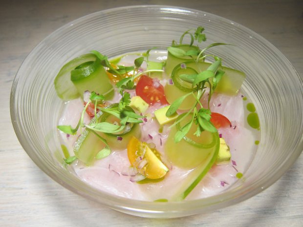 amberjack with tomatillo aguachile