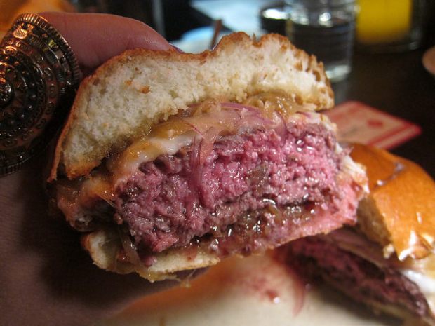 close up on the burger
